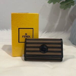 Fendi Pequin Stripe Coated Canvas 6 Ring Key
